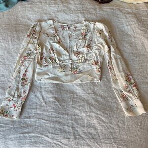 Reformation Floral Blouse - Cream and Pink